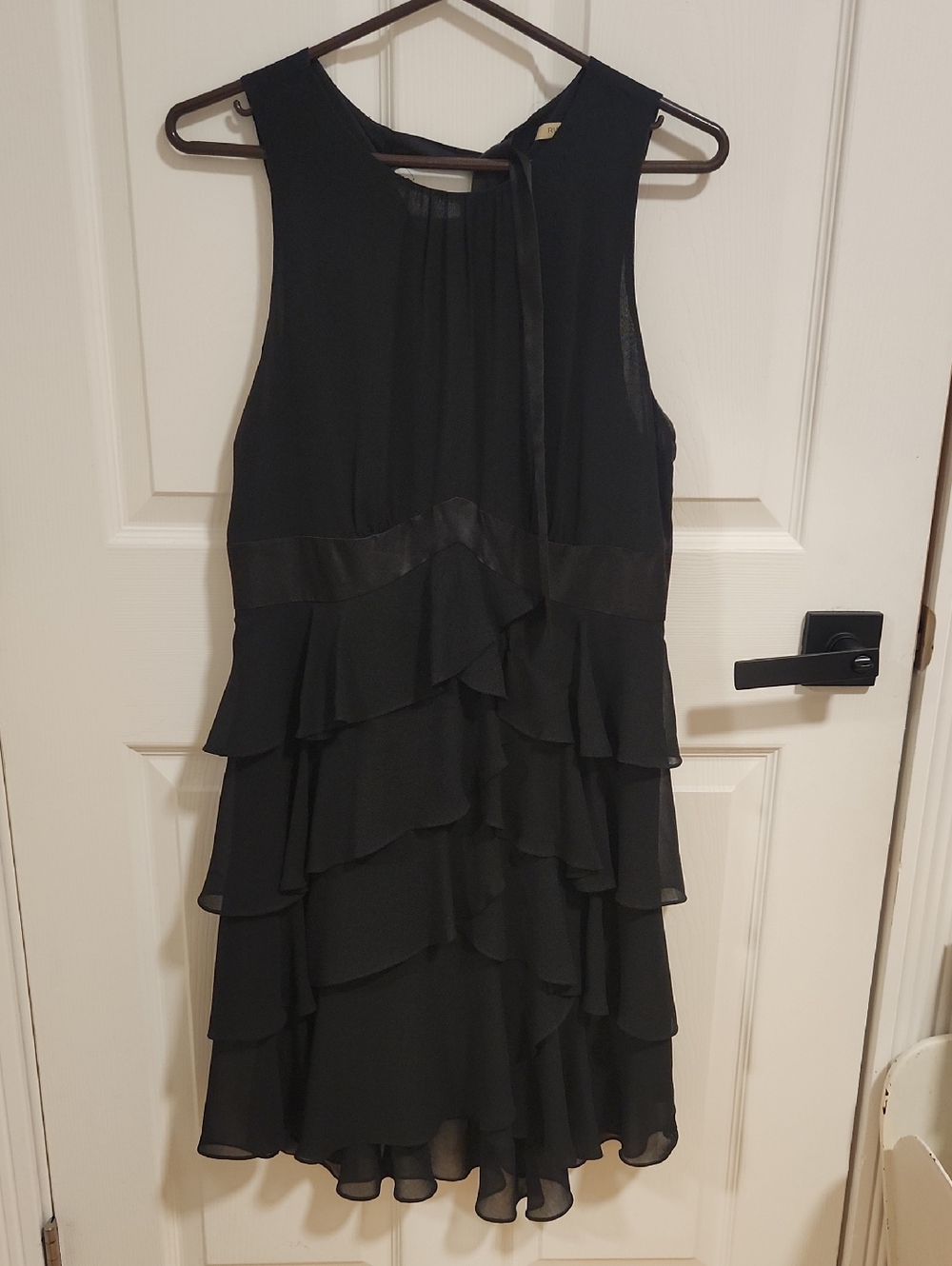 RW&CO. Black Sleeveless Tiered Ruffle Mini Dress